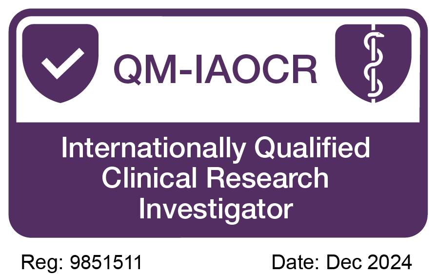 QM-IAOCR — Internationally Qualified Clinical Research Investigator (Reg 9851511, Dec 2024)