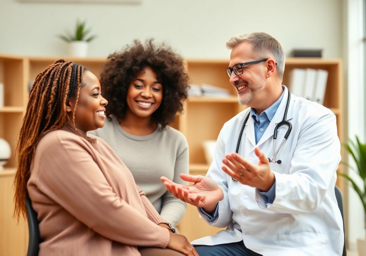 Doctor consulting compassionately with patients